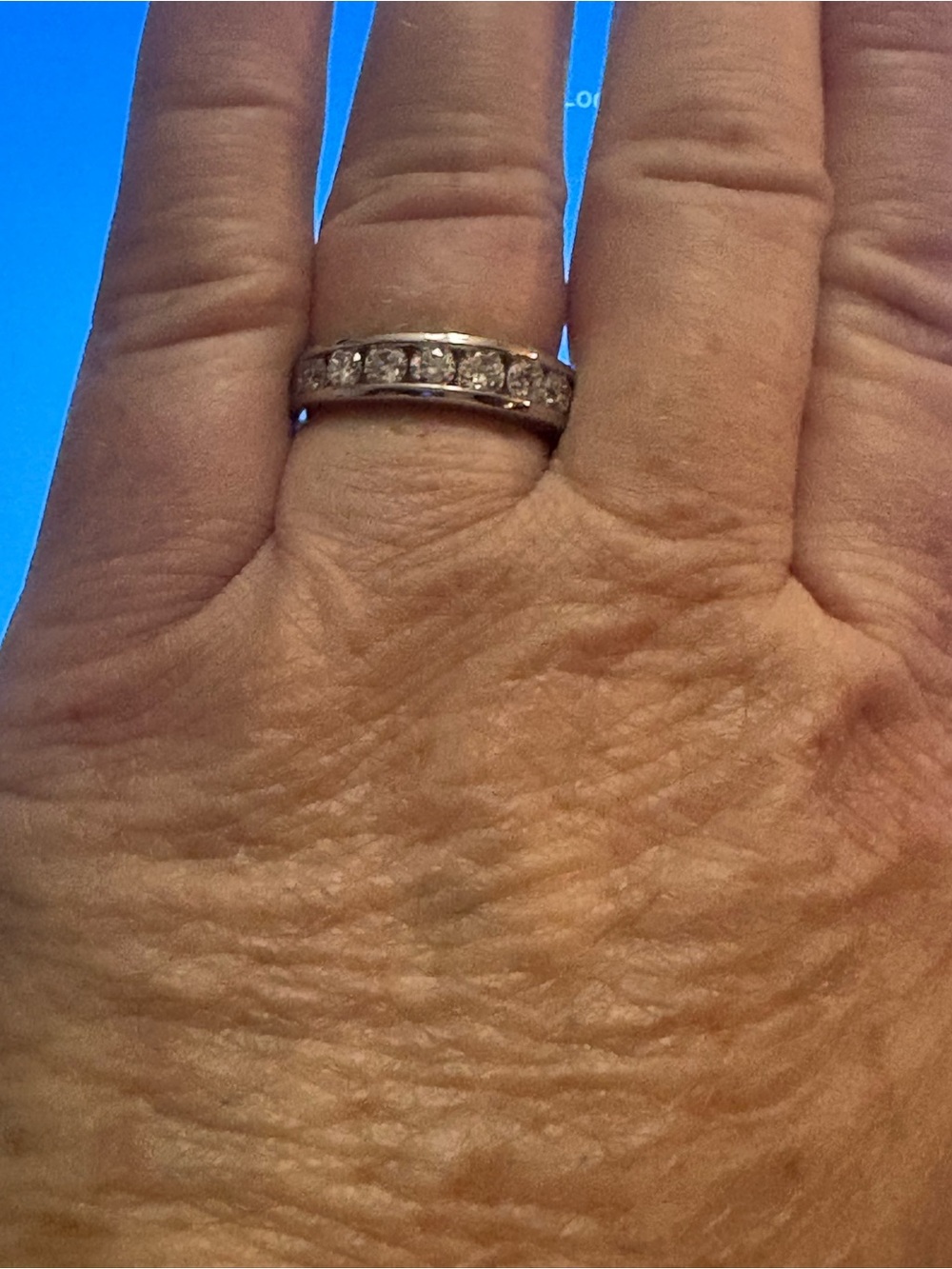 Sterling silver 2 carat channel set Eternity Ring with Clear Stones size 8